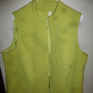 JM COLLECTION Womens Lime Green Quilted Vest 16 Neon Disco Warm Comfy Cozy